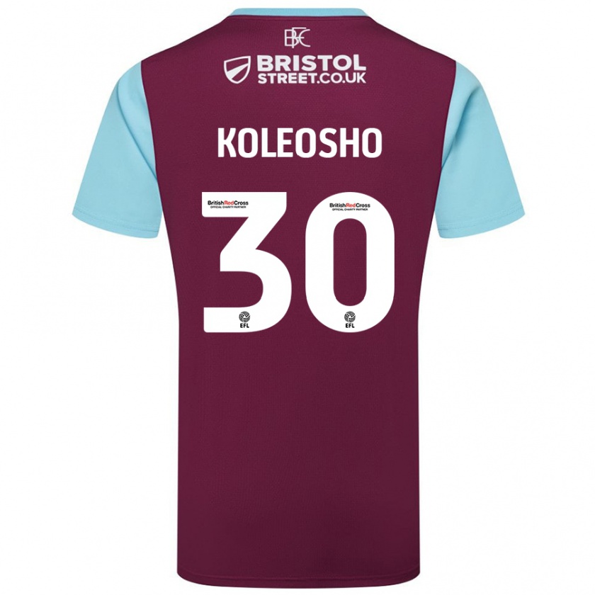 Kandiny Enfant Maillot Luca Koleosho #30 Bordeaux Bleu Ciel Tenues Domicile 2024/25 T-Shirt