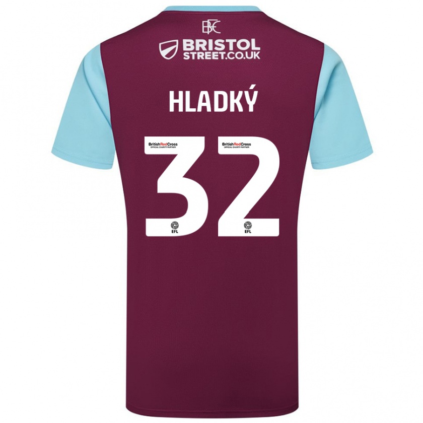 Kandiny Enfant Maillot Vaclav Hladky #32 Bordeaux Bleu Ciel Tenues Domicile 2024/25 T-Shirt