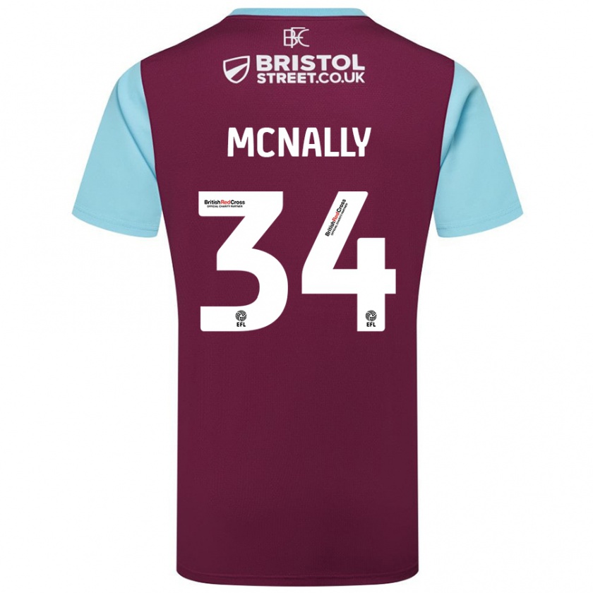 Kandiny Enfant Maillot Luke Mcnally #34 Bordeaux Bleu Ciel Tenues Domicile 2024/25 T-Shirt