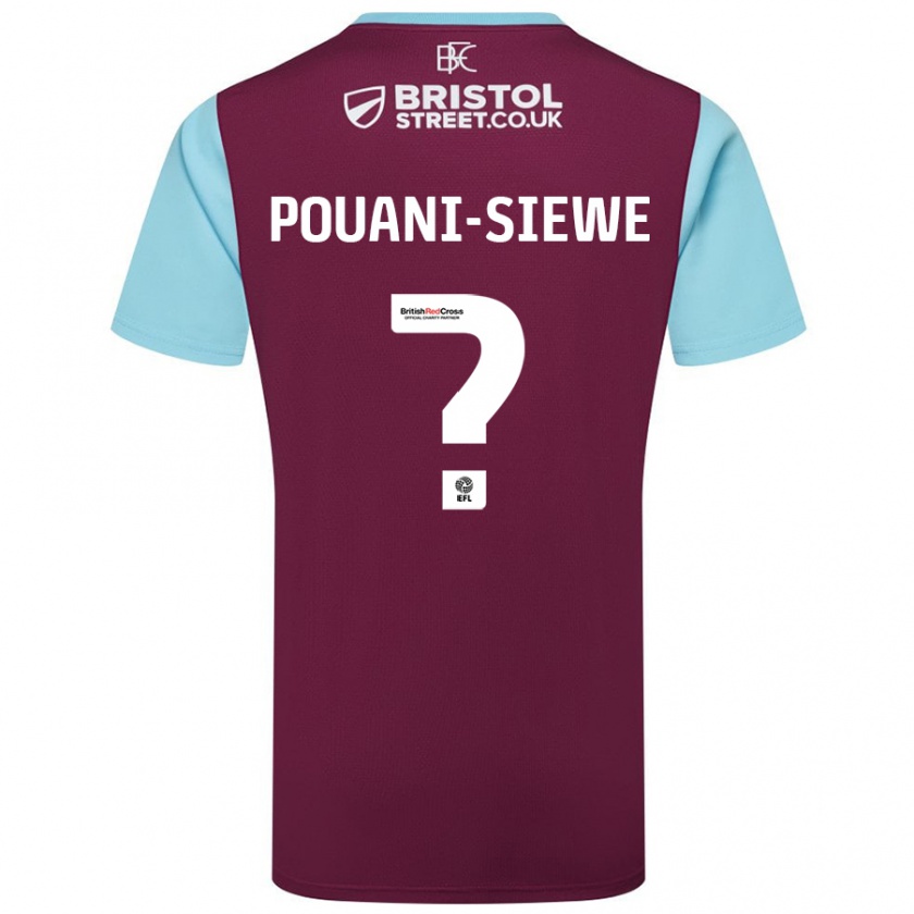 Kandiny Enfant Maillot Brandon Pouani-Siewe #0 Bordeaux Bleu Ciel Tenues Domicile 2024/25 T-Shirt