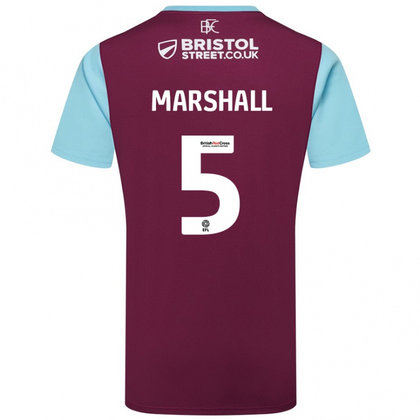 Kandiny Enfant Maillot Georgia Marshall #5 Bordeaux Bleu Ciel Tenues Domicile 2024/25 T-Shirt