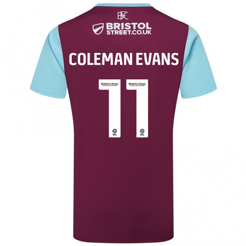 Kandiny Enfant Maillot Amaya Coleman-Evans #11 Bordeaux Bleu Ciel Tenues Domicile 2024/25 T-Shirt