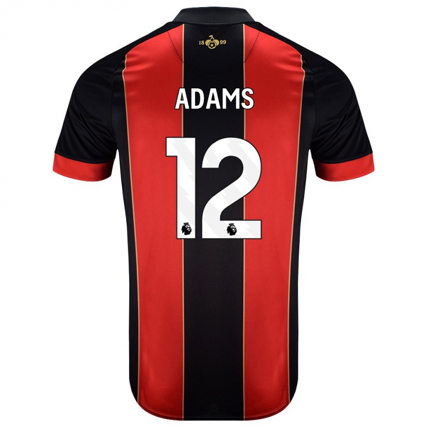 Kandiny Enfant Maillot Tyler Adams #12 Rouge Noir Tenues Domicile 2024/25 T-Shirt