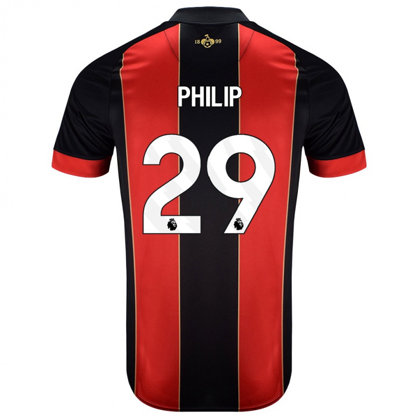 Kandiny Enfant Maillot Philip Billing #29 Rouge Noir Tenues Domicile 2024/25 T-Shirt