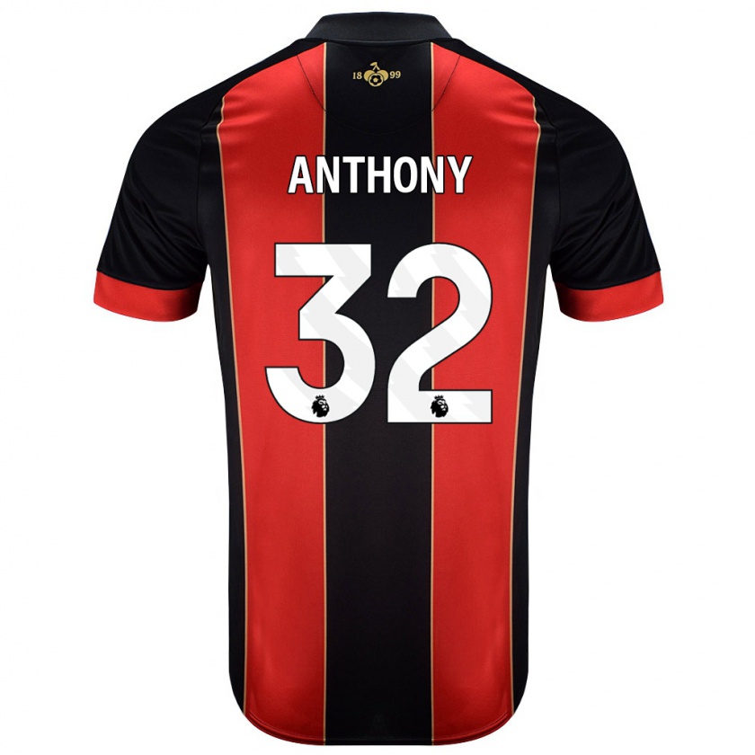 Kandiny Enfant Maillot Jaidon Anthony #32 Rouge Noir Tenues Domicile 2024/25 T-Shirt