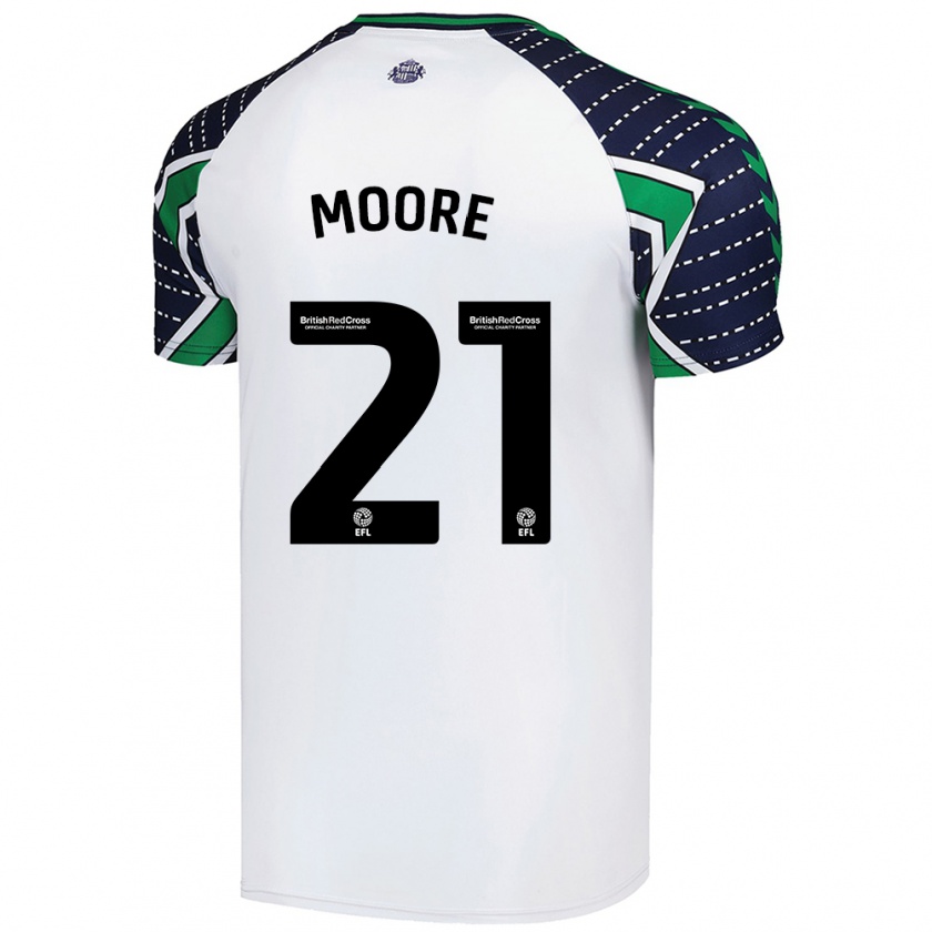 Kandiny Enfant Maillot Simon Moore #21 Blanc Tenues Extérieur 2024/25 T-Shirt