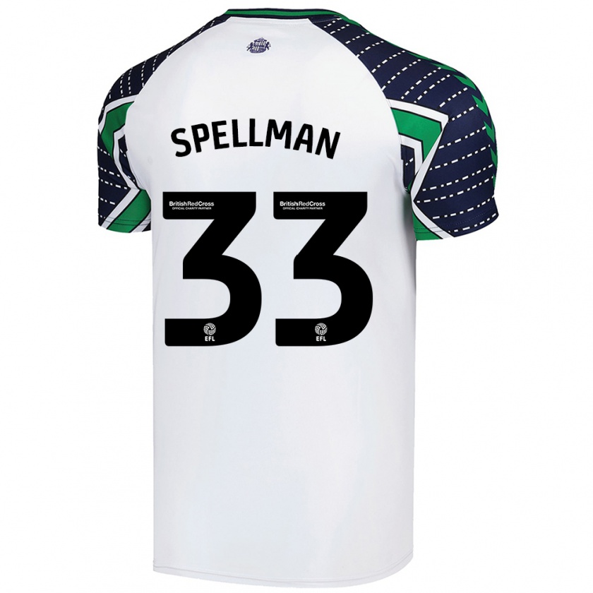 Kandiny Enfant Maillot Michael Spellman #33 Blanc Tenues Extérieur 2024/25 T-Shirt