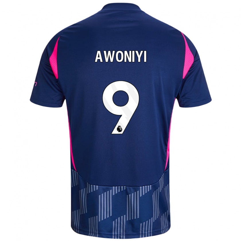 Kandiny Enfant Maillot Taiwo Awoniyi #9 Bleu Royal Rose Tenues Extérieur 2024/25 T-Shirt