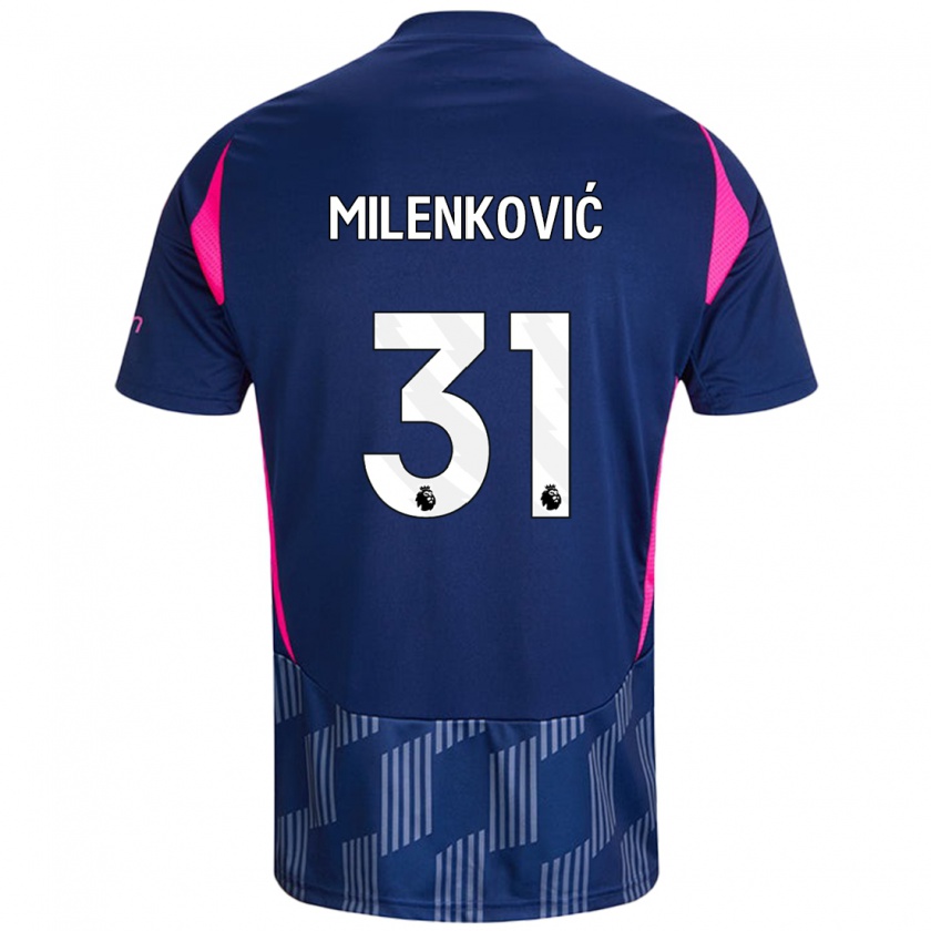 Kandiny Enfant Maillot Nikola Milenković #31 Bleu Royal Rose Tenues Extérieur 2024/25 T-Shirt