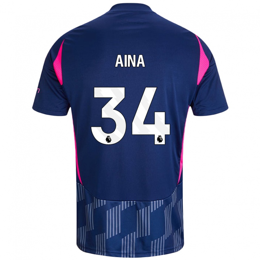 Kandiny Enfant Maillot Ola Aina #34 Bleu Royal Rose Tenues Extérieur 2024/25 T-Shirt