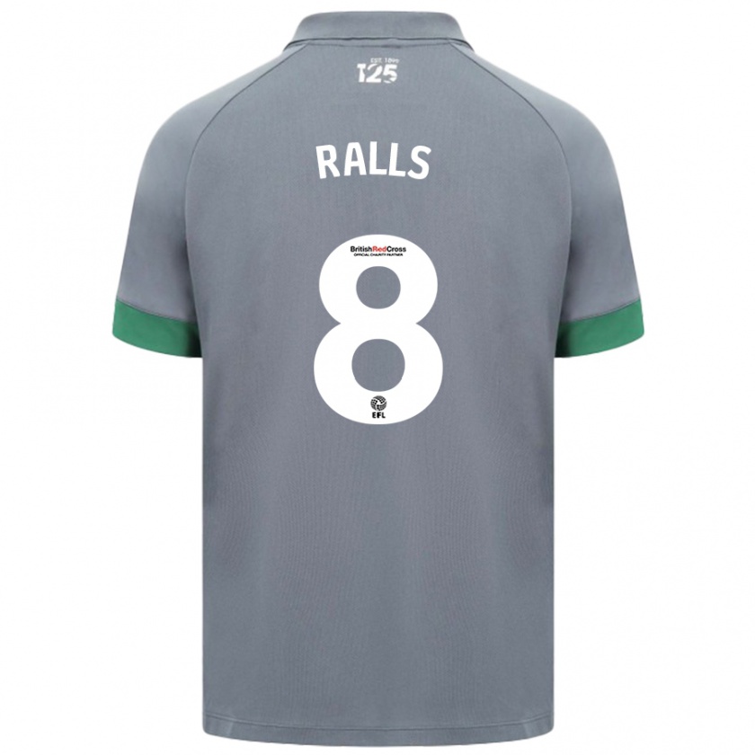 Kandiny Enfant Maillot Joe Ralls #8 Gris Foncé Tenues Extérieur 2024/25 T-Shirt