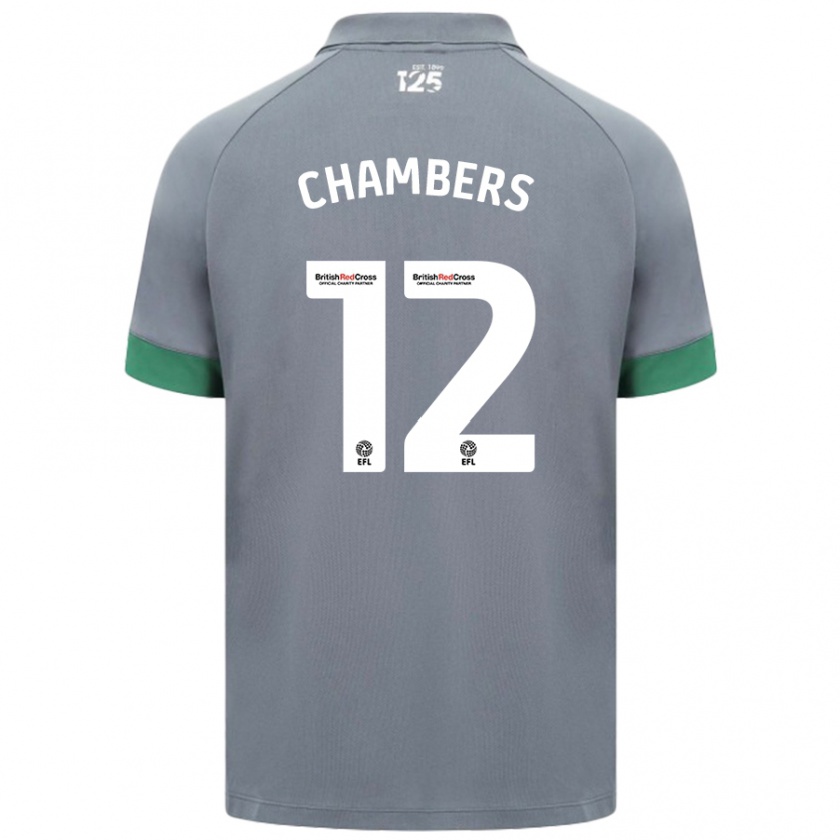 Kandiny Enfant Maillot Calum Chambers #12 Gris Foncé Tenues Extérieur 2024/25 T-Shirt