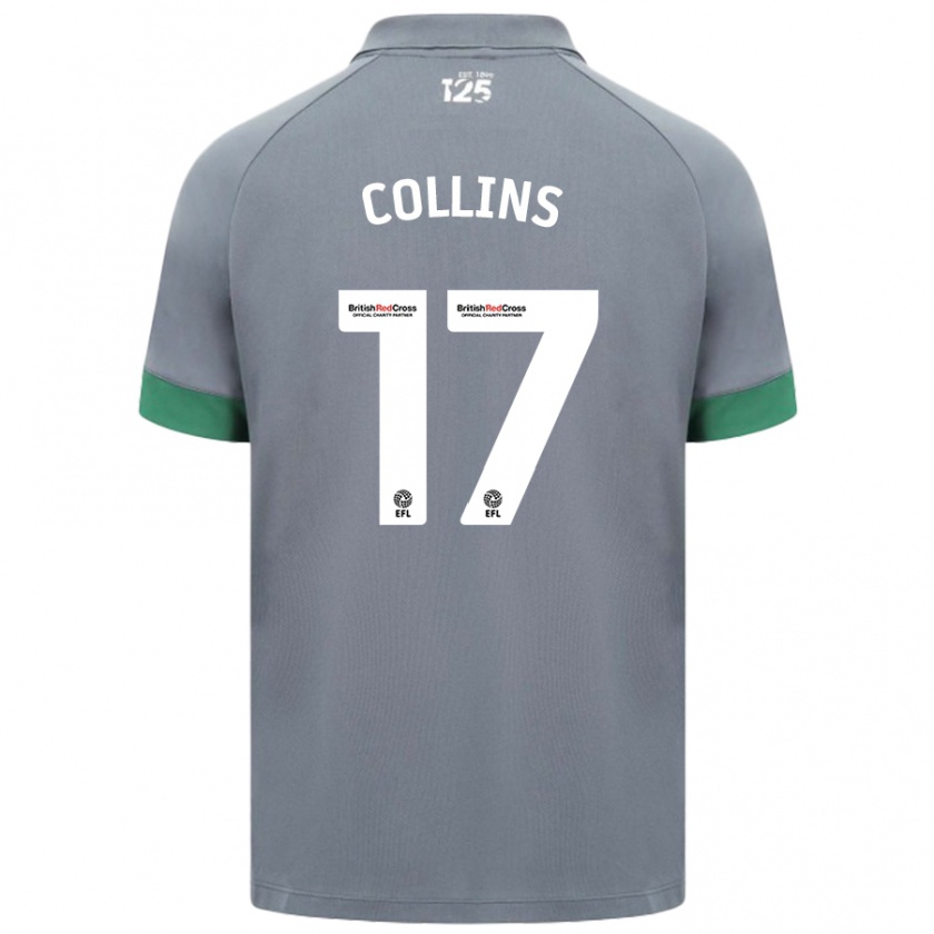 Kandiny Enfant Maillot Jamilu Collins #17 Gris Foncé Tenues Extérieur 2024/25 T-Shirt