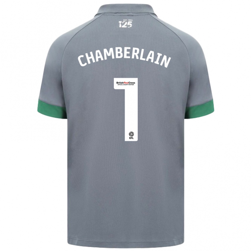 Kandiny Enfant Maillot Ceryn Chamberlain #1 Gris Foncé Tenues Extérieur 2024/25 T-Shirt