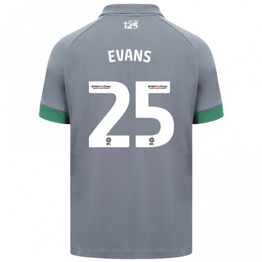 Kandiny Enfant Maillot Kieron Evans #25 Gris Foncé Tenues Extérieur 2024/25 T-Shirt