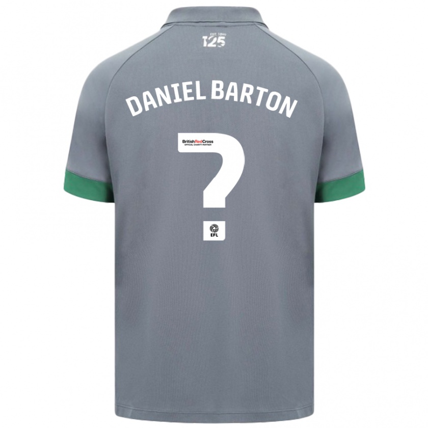 Kandiny Enfant Maillot Daniel Barton #0 Gris Foncé Tenues Extérieur 2024/25 T-Shirt