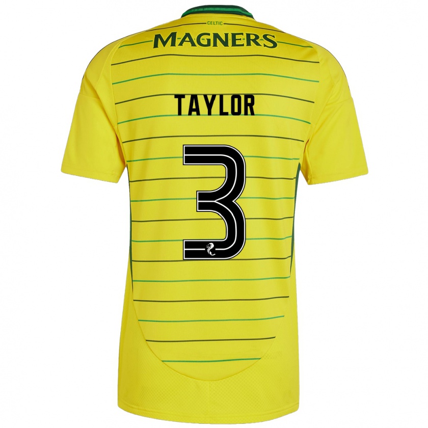 Kandiny Enfant Maillot Greg Taylor #3 Jaune Tenues Extérieur 2024/25 T-Shirt