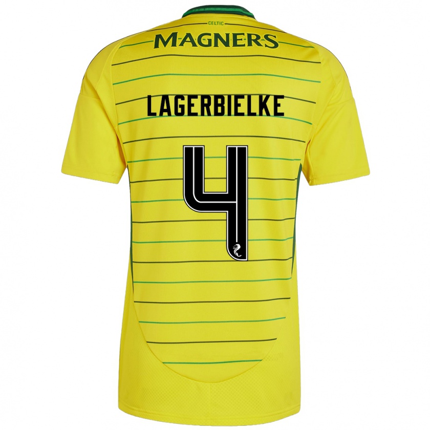 Kandiny Enfant Maillot Gustaf Lagerbielke #4 Jaune Tenues Extérieur 2024/25 T-Shirt