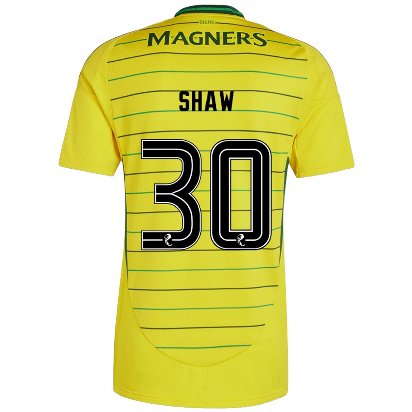 Kandiny Enfant Maillot Liam Shaw #30 Jaune Tenues Extérieur 2024/25 T-Shirt