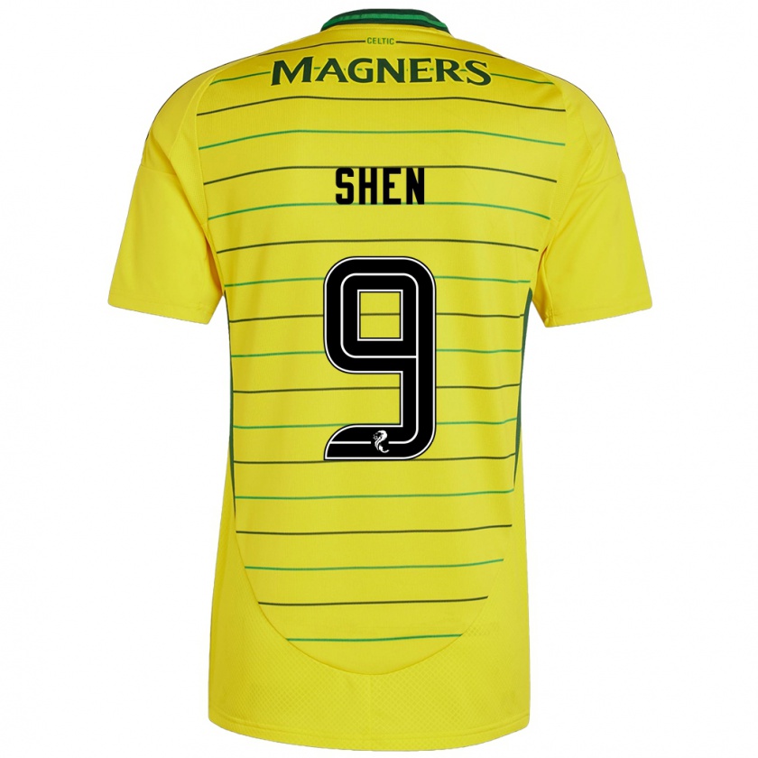 Kandiny Enfant Maillot Shen Mengyu #9 Jaune Tenues Extérieur 2024/25 T-Shirt