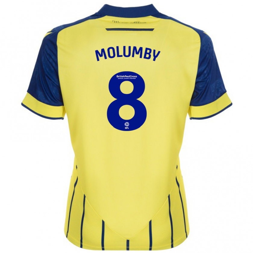 Kandiny Enfant Maillot Jayson Molumby #8 Jaune Bleu Tenues Extérieur 2024/25 T-Shirt