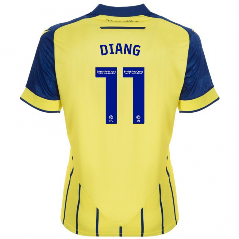 Kandiny Enfant Maillot Grady Diangana #11 Jaune Bleu Tenues Extérieur 2024/25 T-Shirt