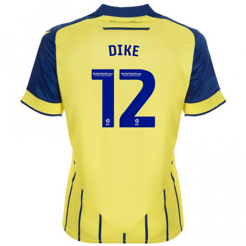 Kandiny Enfant Maillot Daryl Dike #12 Jaune Bleu Tenues Extérieur 2024/25 T-Shirt