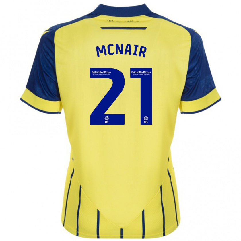 Kandiny Enfant Maillot Paddy Mcnair #21 Jaune Bleu Tenues Extérieur 2024/25 T-Shirt