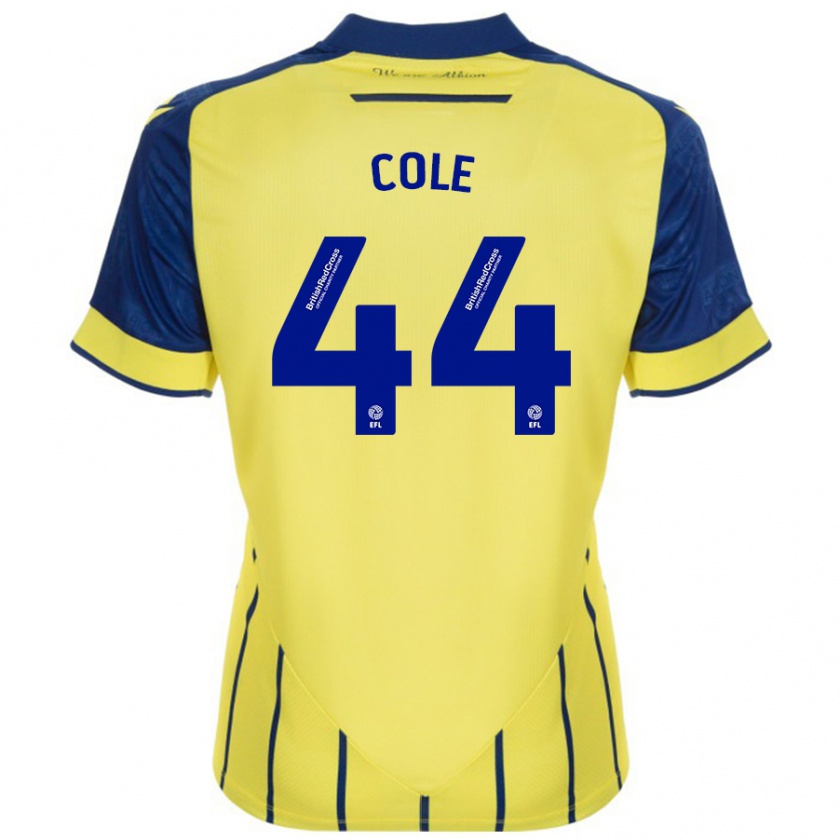 Kandiny Enfant Maillot Devante Cole #44 Jaune Bleu Tenues Extérieur 2024/25 T-Shirt