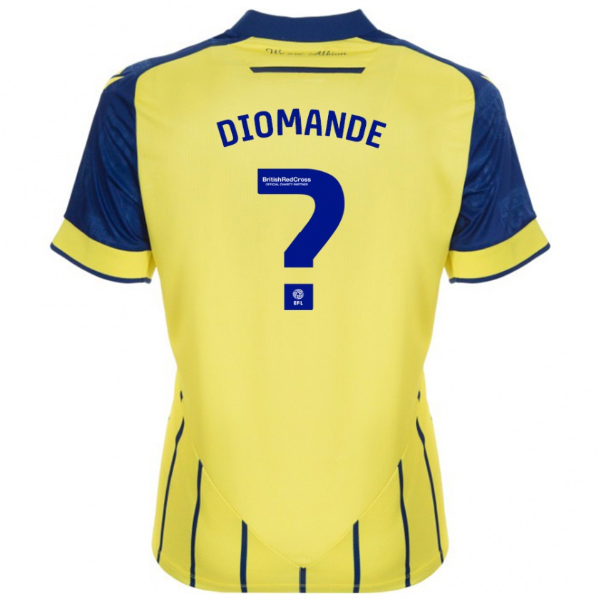 Kandiny Enfant Maillot Muhamed Diomande #0 Jaune Bleu Tenues Extérieur 2024/25 T-Shirt