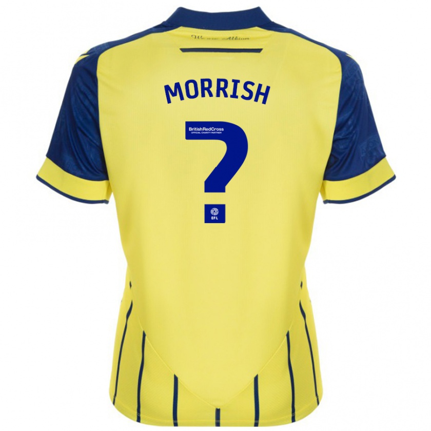 Kandiny Enfant Maillot Rhys Morrish #0 Jaune Bleu Tenues Extérieur 2024/25 T-Shirt