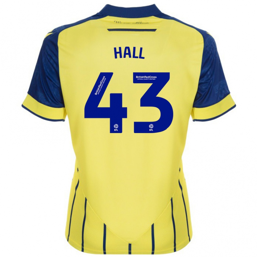 Kandiny Enfant Maillot Reece Hall #43 Jaune Bleu Tenues Extérieur 2024/25 T-Shirt