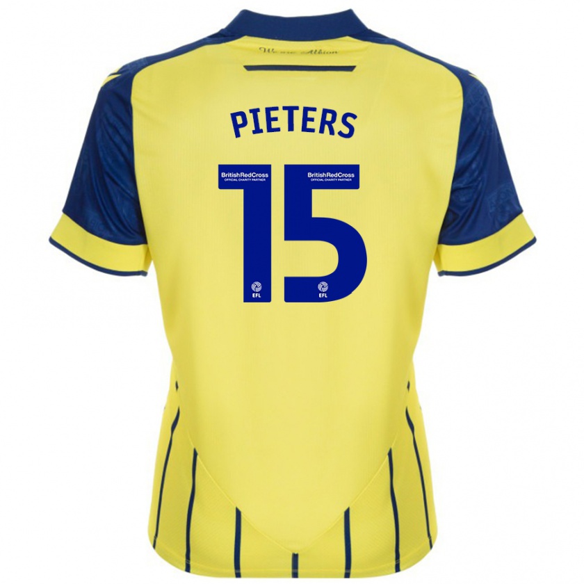 Kandiny Enfant Maillot Erik Pieters #15 Jaune Bleu Tenues Extérieur 2024/25 T-Shirt