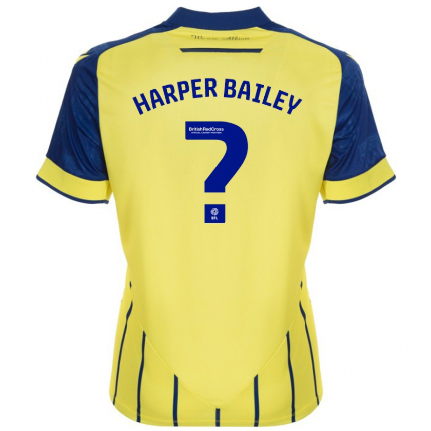 Kandiny Enfant Maillot Aaron Harper-Bailey #0 Jaune Bleu Tenues Extérieur 2024/25 T-Shirt