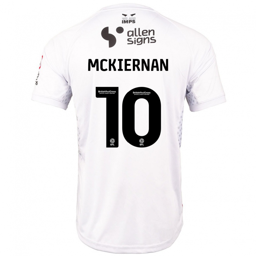 Kandiny Enfant Maillot Jj Mckiernan #10 Rouge Blanc Tenues Extérieur 2024/25 T-Shirt