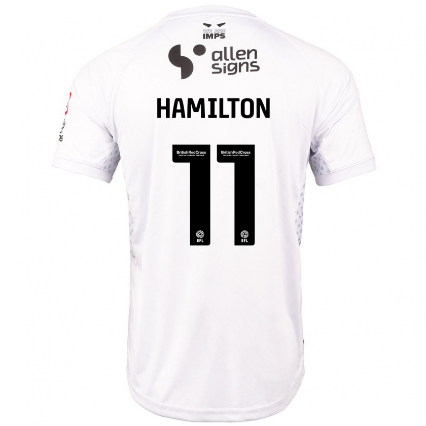 Kandiny Enfant Maillot Ethan Hamilton #11 Rouge Blanc Tenues Extérieur 2024/25 T-Shirt