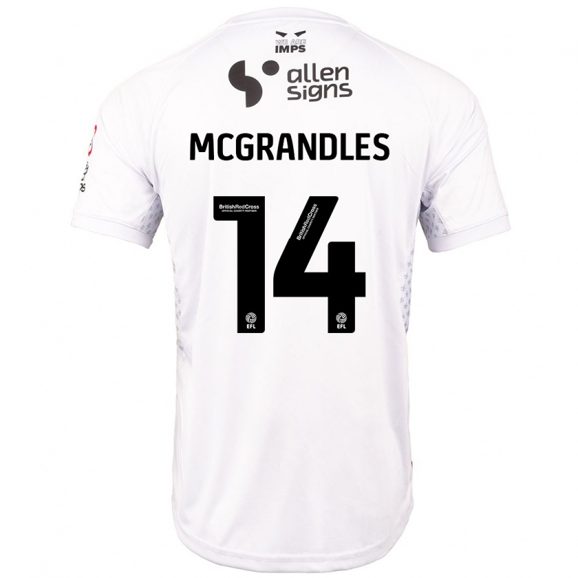 Kandiny Enfant Maillot Conor Mcgrandles #14 Rouge Blanc Tenues Extérieur 2024/25 T-Shirt