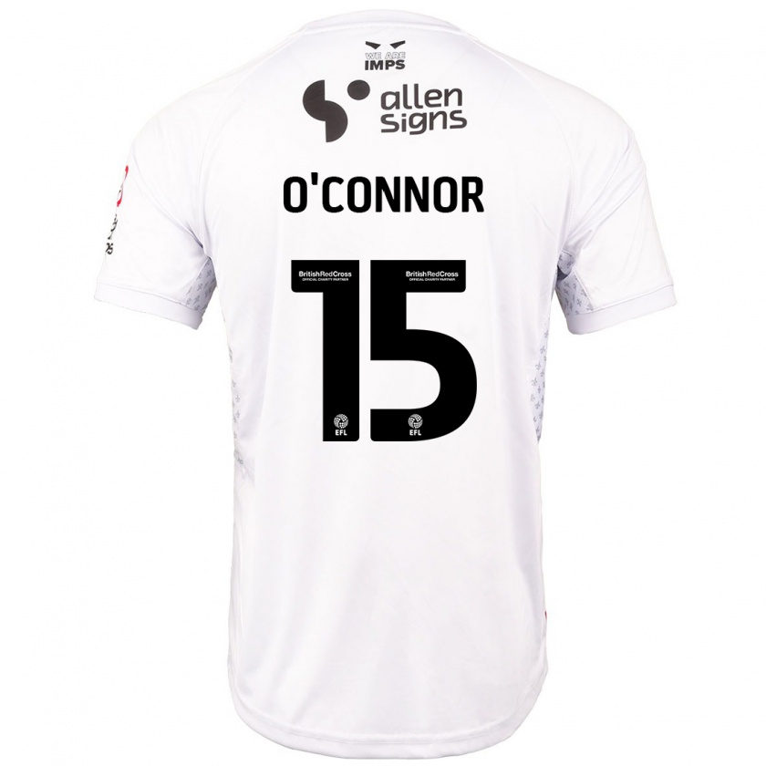 Kandiny Enfant Maillot Paudie O'connor #15 Rouge Blanc Tenues Extérieur 2024/25 T-Shirt