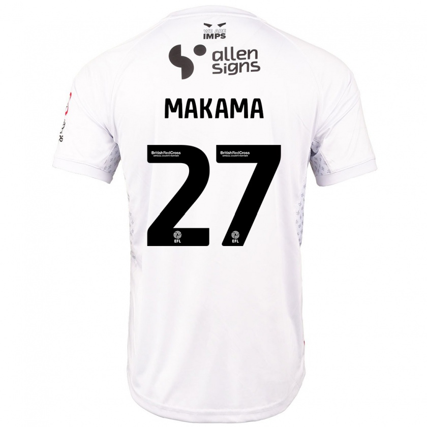 Kandiny Enfant Maillot Jovon Makama #27 Rouge Blanc Tenues Extérieur 2024/25 T-Shirt