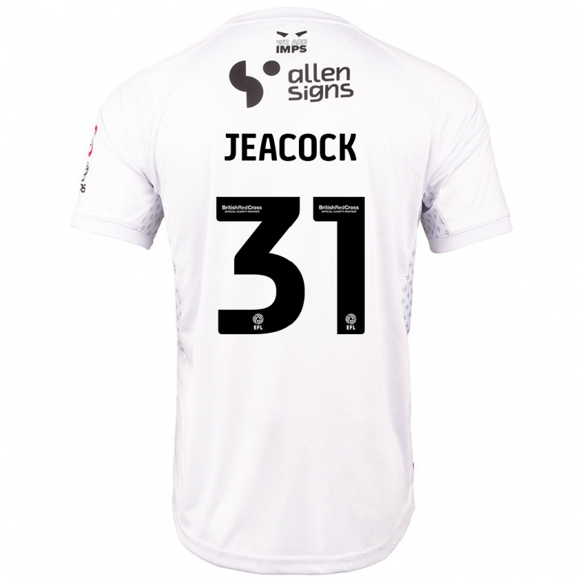 Kandiny Enfant Maillot Zach Jeacock #31 Rouge Blanc Tenues Extérieur 2024/25 T-Shirt