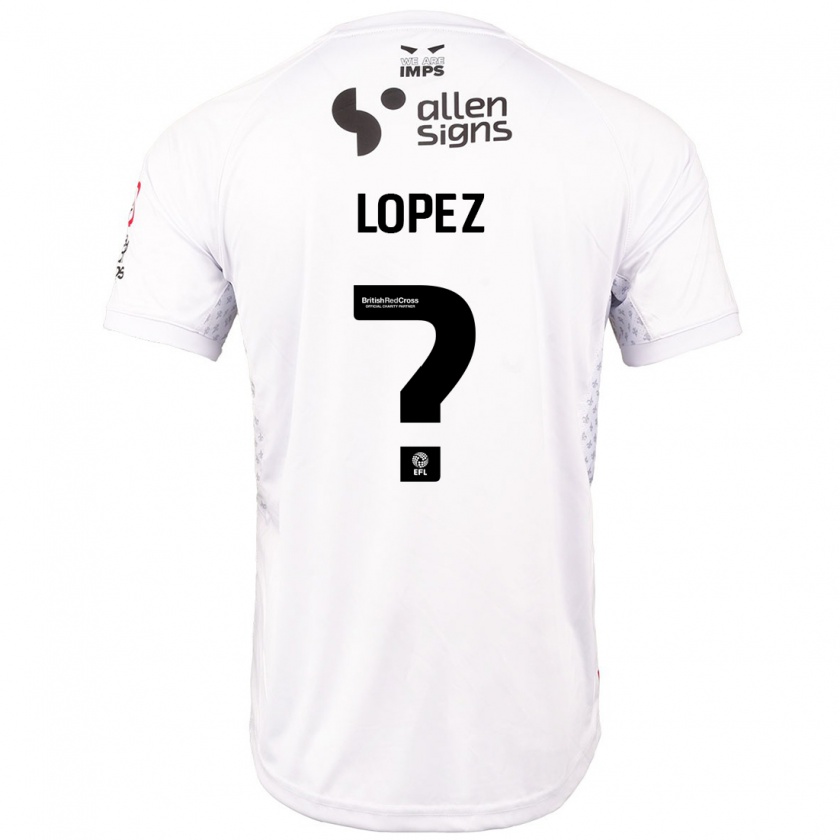 Kandiny Enfant Maillot Jersey Lopez #0 Rouge Blanc Tenues Extérieur 2024/25 T-Shirt