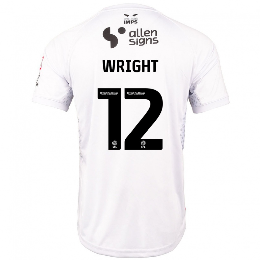 Kandiny Enfant Maillot Jordan Wright #12 Rouge Blanc Tenues Extérieur 2024/25 T-Shirt