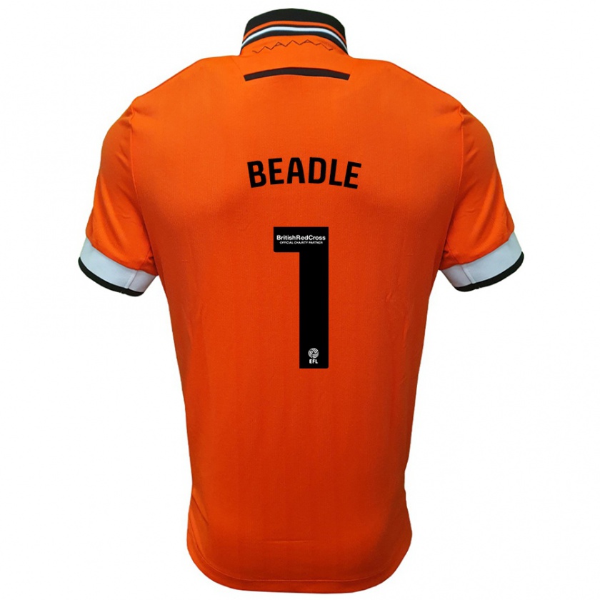 Kandiny Enfant Maillot James Beadle #1 Orange Blanc Tenues Extérieur 2024/25 T-Shirt