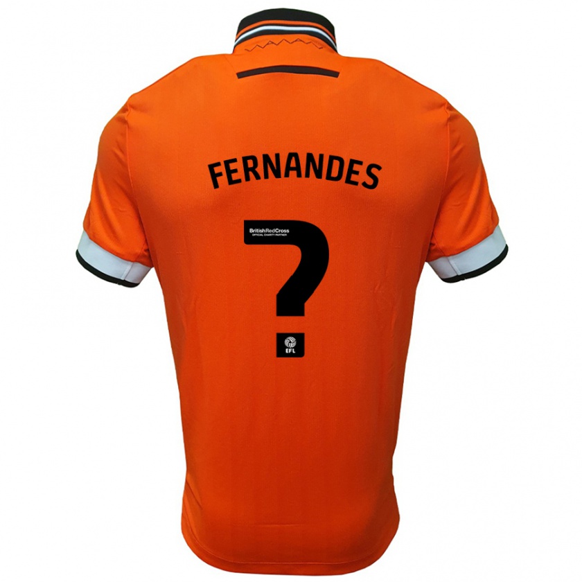 Kandiny Enfant Maillot Bruno Fernandes #0 Orange Blanc Tenues Extérieur 2024/25 T-Shirt