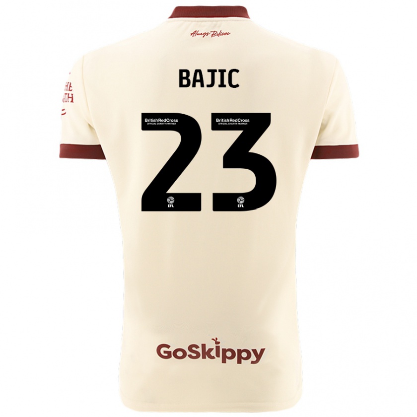 Kandiny Enfant Maillot Stefan Bajic #23 Blanc Crème Tenues Extérieur 2024/25 T-Shirt