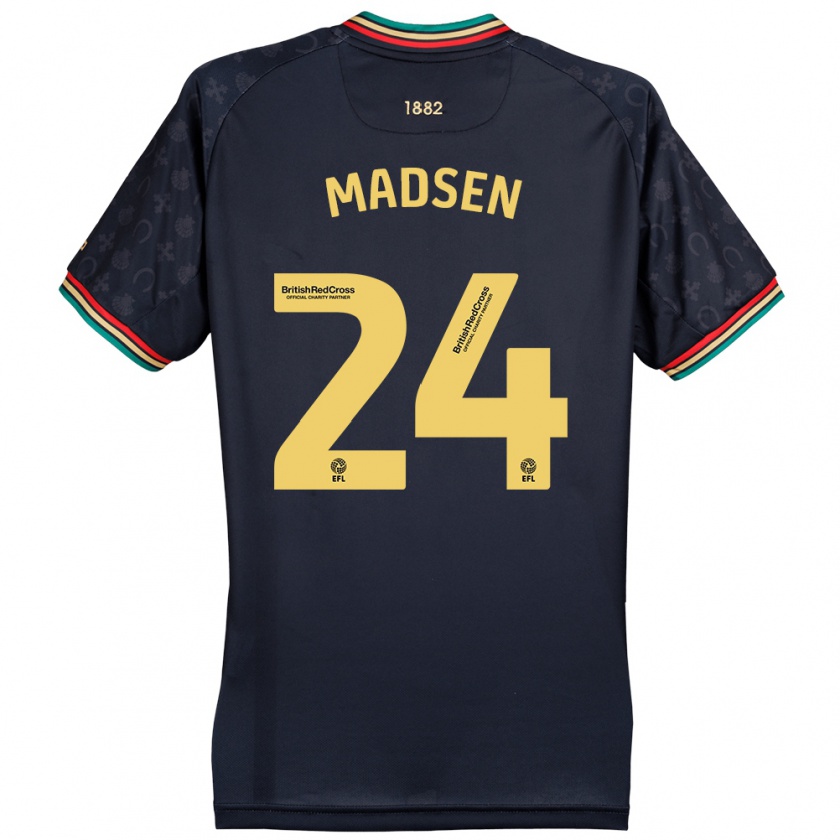 Kandiny Enfant Maillot Nicolas Madsen #24 Bleu Marine Foncé Tenues Extérieur 2024/25 T-Shirt