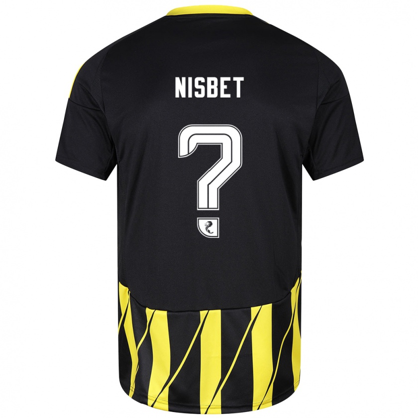 Kandiny Enfant Maillot Kevin Nisbet #0 Noir Jaune Tenues Extérieur 2024/25 T-Shirt