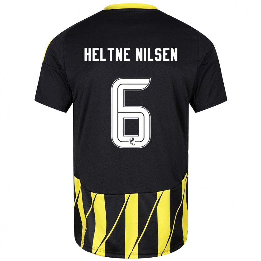 Kandiny Enfant Maillot Sivert Heltne Nilsen #6 Noir Jaune Tenues Extérieur 2024/25 T-Shirt