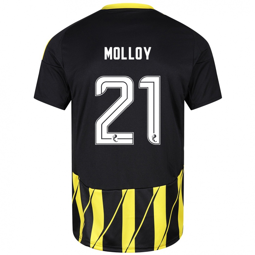 Kandiny Enfant Maillot Gavin Molloy #21 Noir Jaune Tenues Extérieur 2024/25 T-Shirt