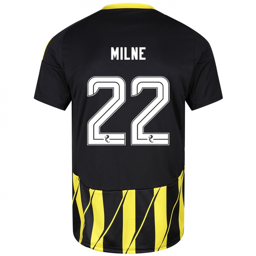 Kandiny Enfant Maillot Jack Milne #22 Noir Jaune Tenues Extérieur 2024/25 T-Shirt